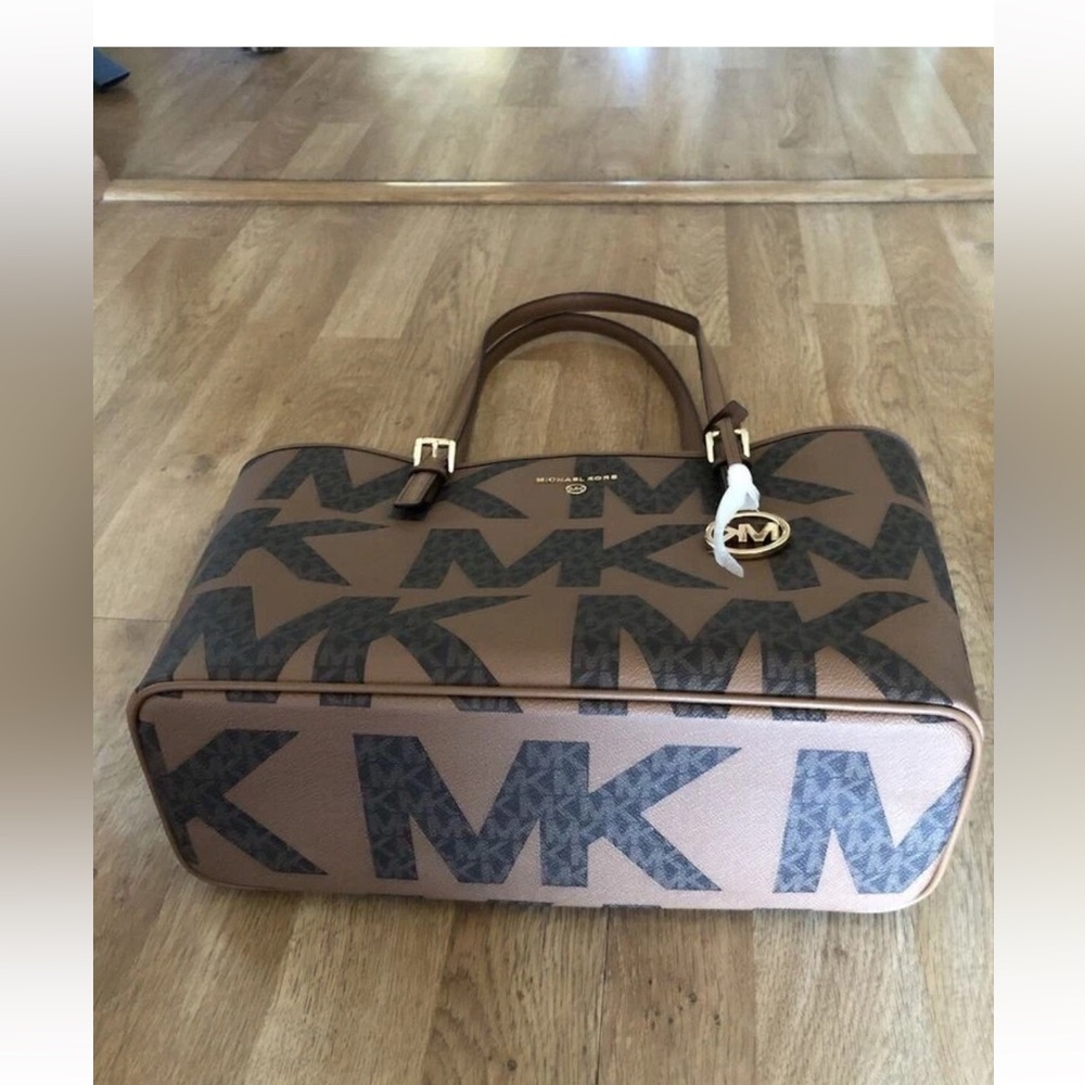 Michael Kors Brown and Gray Logo Tote - Picture 4 of 5